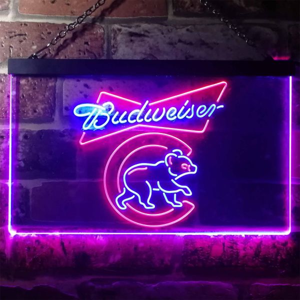 Chicago Cubs Budweiser Dual LED Neon Light Sign